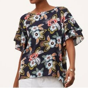 LOFT Women’s Exaggerated Sleeve Oversized Boat Neck F Popover Bow Top NWT
